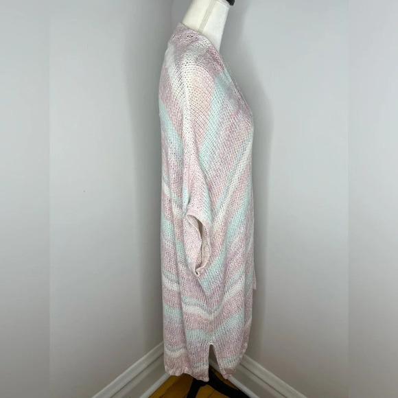 Lane Bryant Boho Duster Cardigan Pastel Stripes Drape Cozy Open Front Sweater - Picture 6 of 12